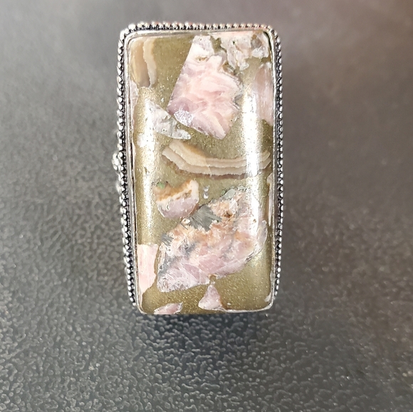 New Oversized Copper Rhodochrosite 925 Silver Ring. - Picture 13 of 15